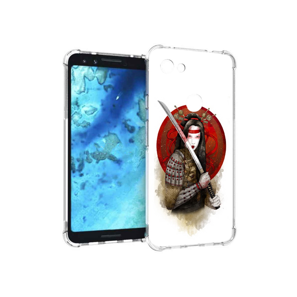 

Чехол MyPads Tocco для Google Pixel 3 рисованная девушка с катаной, Прозрачный, Tocco