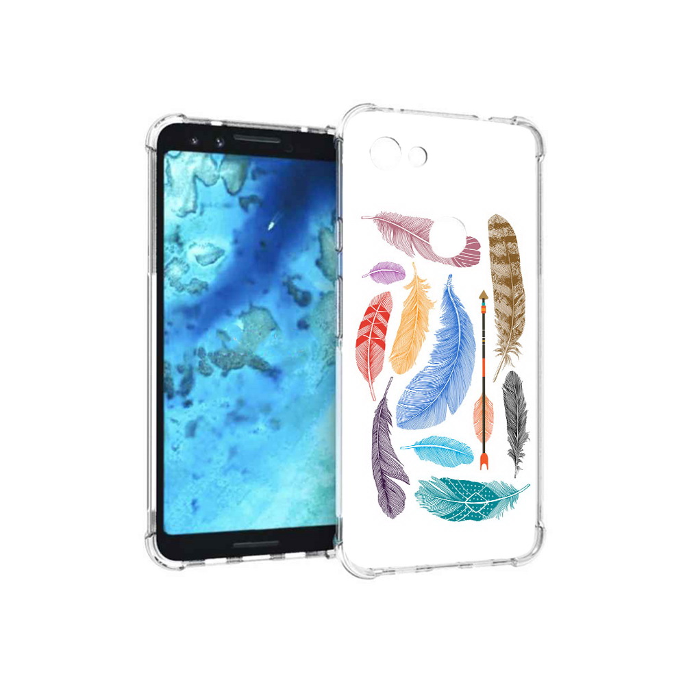 

Чехол MyPads Tocco для Google Pixel 3 разноцветные перья, Прозрачный, Tocco