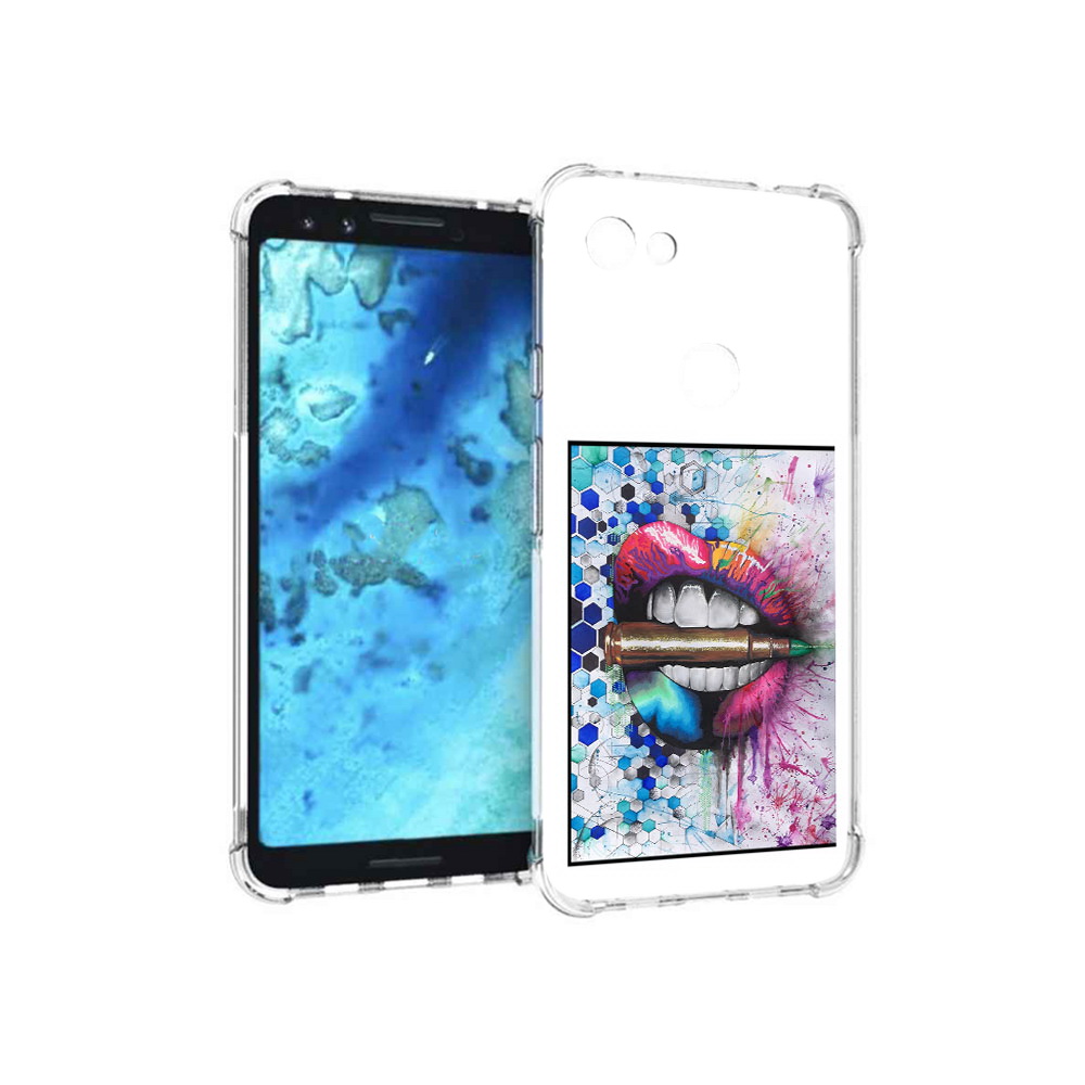 

Чехол MyPads Tocco для Google Pixel 3 разноцветные губы с пулей, Прозрачный, Tocco