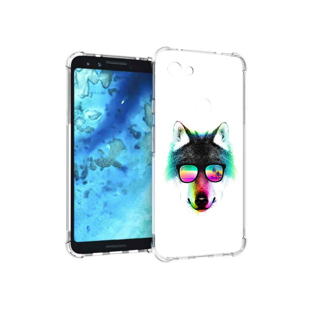 

Чехол MyPads Tocco для Google Pixel 3 радужный волк, Прозрачный, Tocco