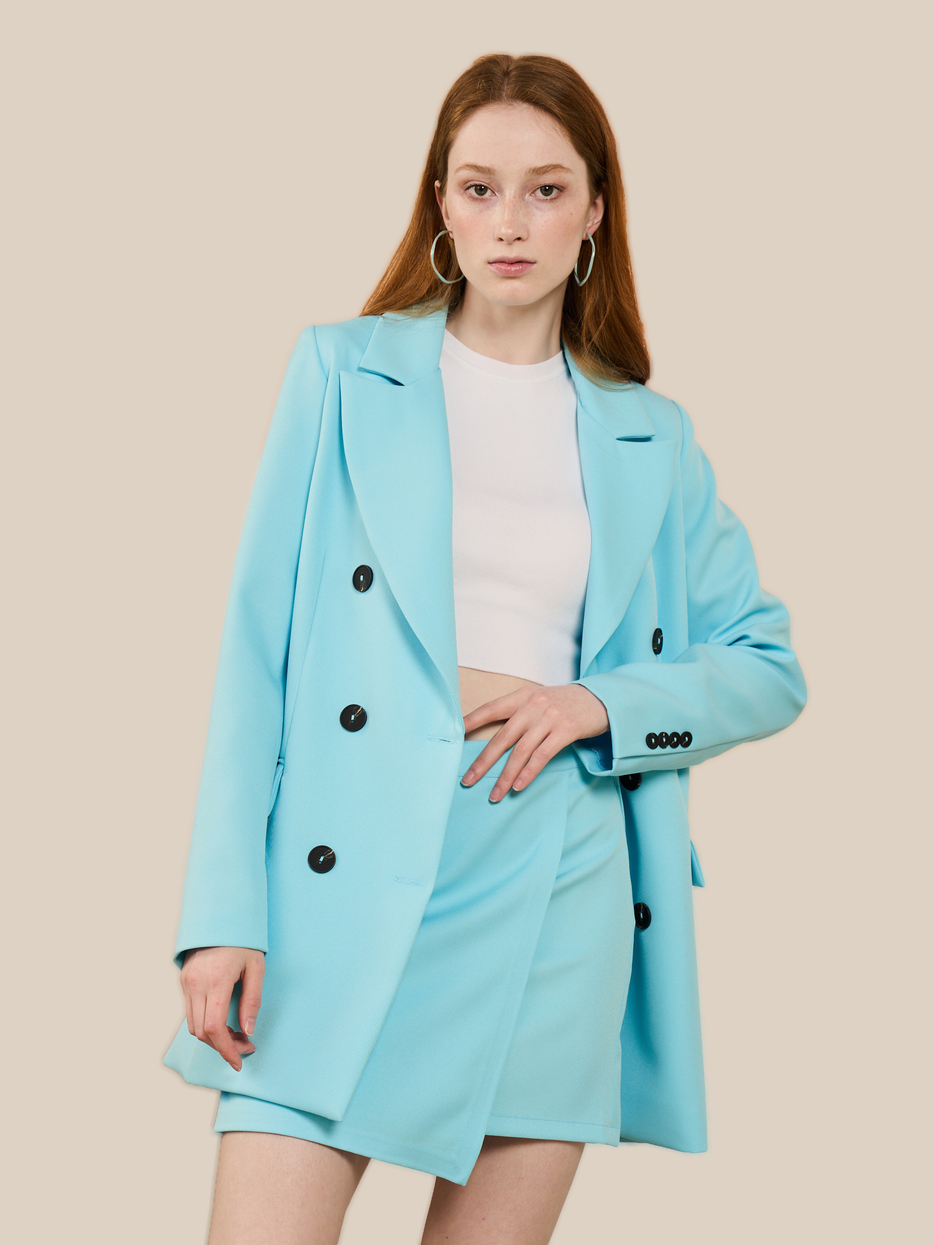 

Костюм женский Olya Stoff OS18134 бирюзовый 44 RU, OS18134