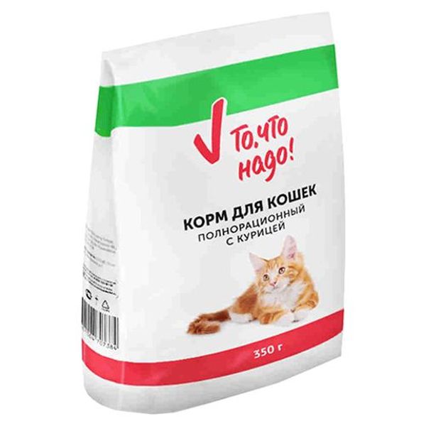 

Сухой корм для кошек То, что надо!, курица, 0,35кг