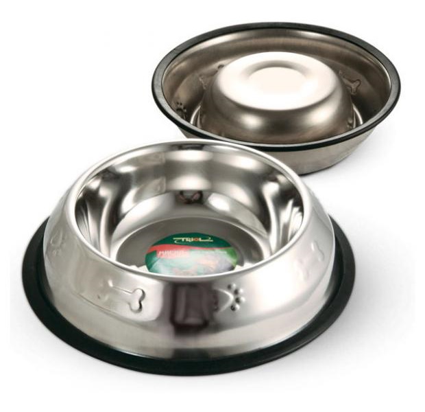 фото Одинарная миска для собак triol, резина, сталь, серебристый, 0.7 л