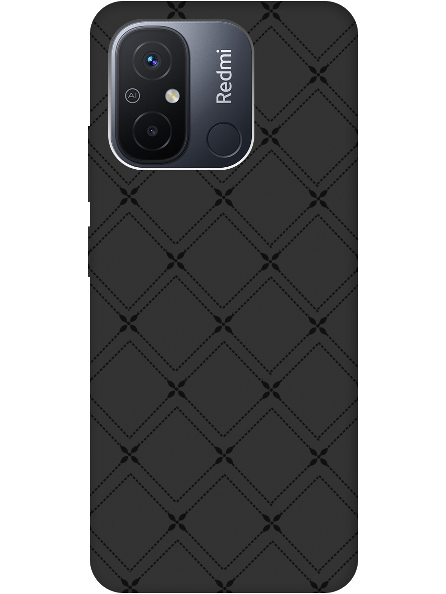 

Силиконовый чехол на Xiaomi Redmi 12C с рисунком "Стильные линии" Soft Touch черный, 20001233