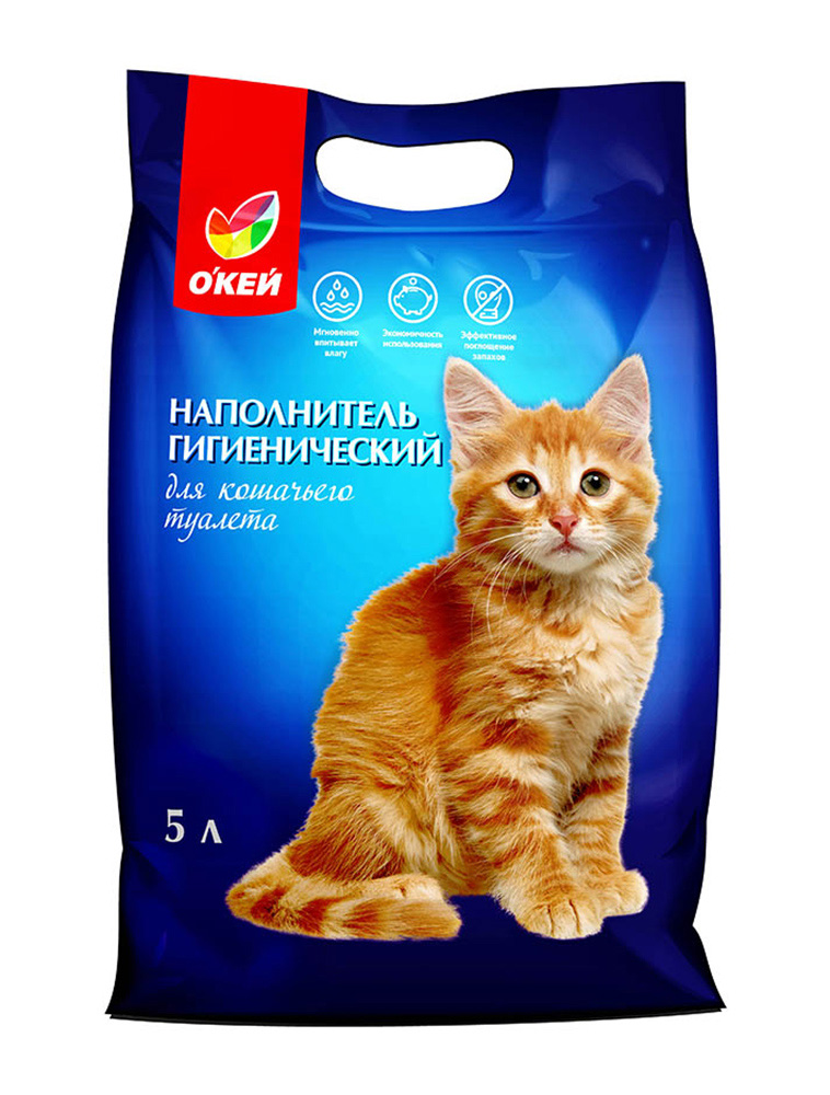 

Комкующийся наполнитель для кошек О'кей бентонитовый, 5 кг, 5 л