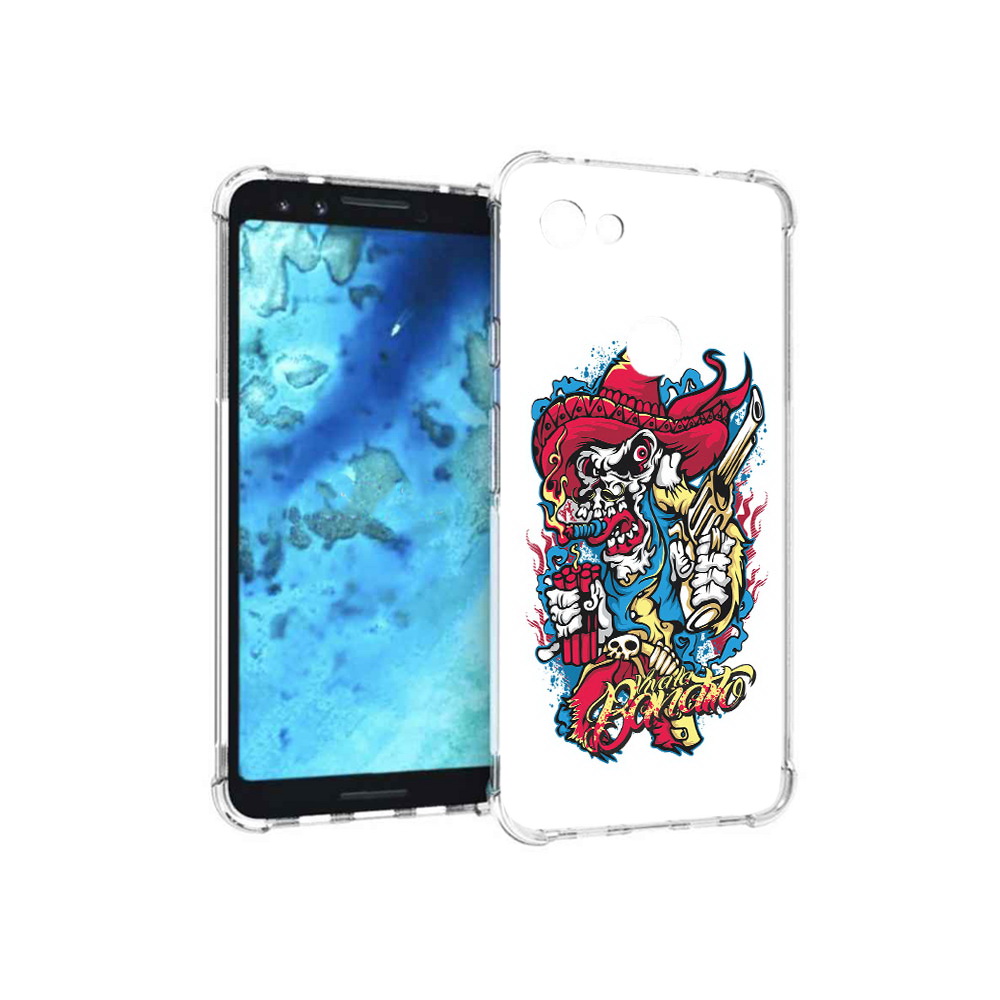 

Чехол MyPads Tocco для Google Pixel 3 нарисованный скелет с писталетом, Прозрачный, Tocco