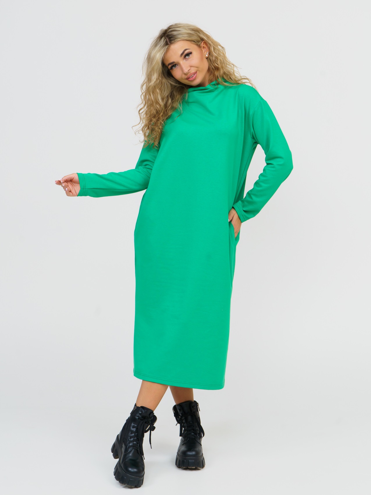 Платье женское НСД Трикотаж 16-0884 зеленое 46 RU