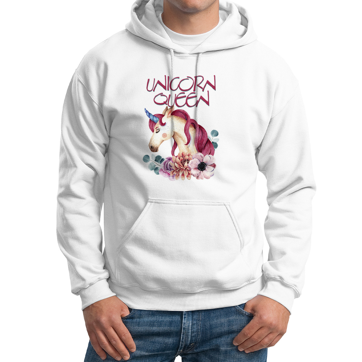 

Худи унисекс CoolPodarok Unicorn queen белое 54 RU, 4M015936