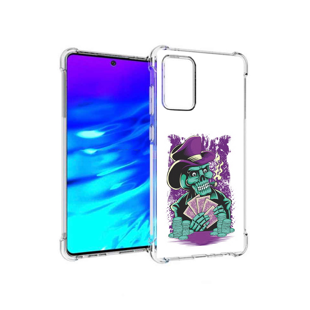 

Чехол MyPads Tocco для Samsung Galaxy A72 зеленый череп с картами (PT158633.553.361), Прозрачный, Tocco