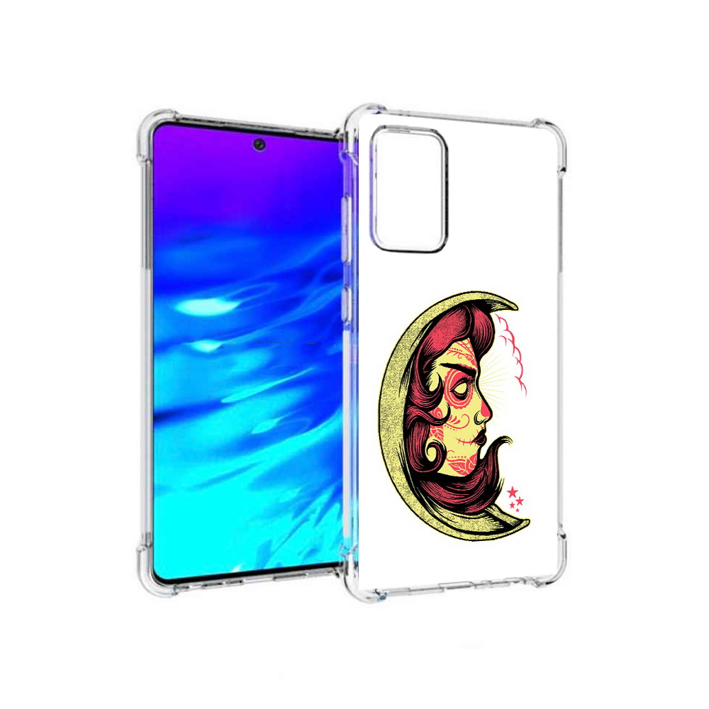 

Чехол MyPads Tocco для Samsung Galaxy A72 желтый полумесяц с лицом девушки, Прозрачный, Tocco