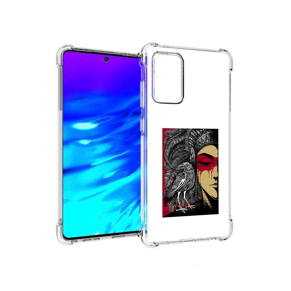

Чехол MyPads Tocco для Samsung Galaxy A72 девушка с вороном в абстракции, Прозрачный, Tocco