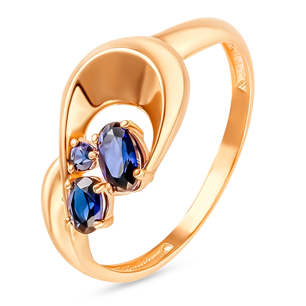 

Кольцо из золота р.  585Gold 4300129735, сапфир искусственный, 4300129735