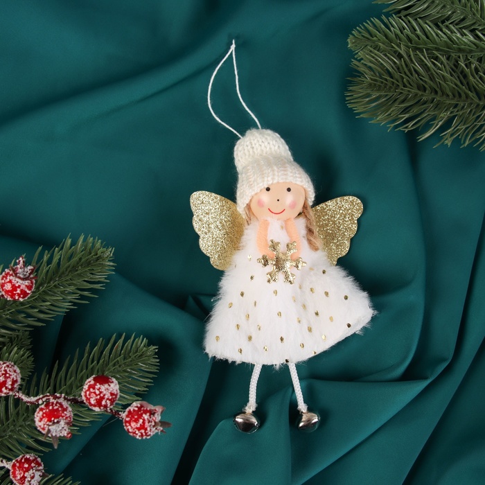 

Мягкая подвеска Зимнее волшебство Алиса горошек 10480406 бело-золотой 13х6см, Белый