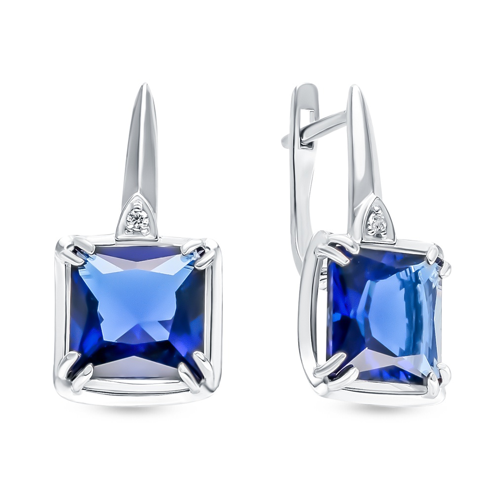 

Серьги из серебра 585Gold 4300132680, кристалл ювелирный/фианит, 4300132680