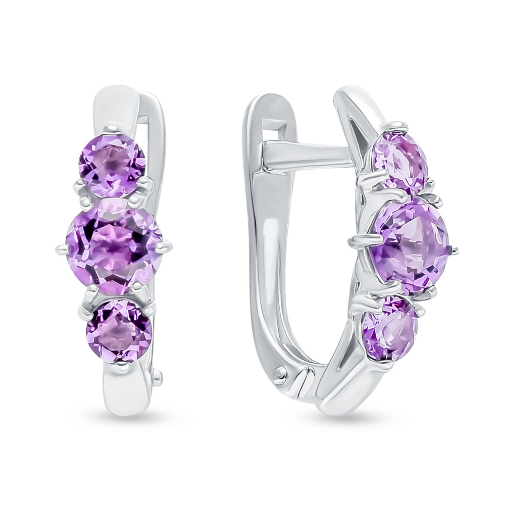 

Серьги из серебра 585Gold 4100089388, аметист, 4100089388