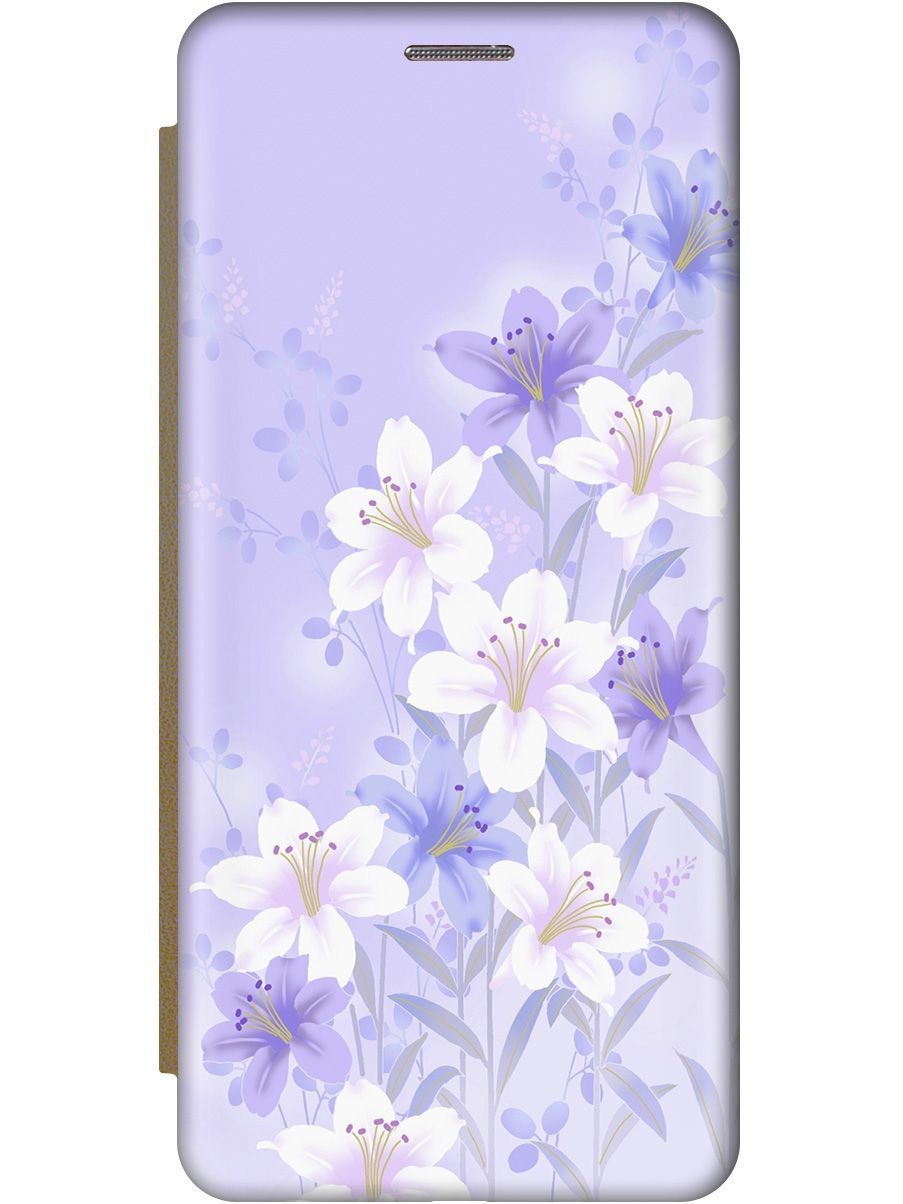 

Чехол на Honor 8A/8A Pro/Huawei Y6 (2019) "Лилии на фиолетовом" золотистый, Белый;фиолетовый, 8168