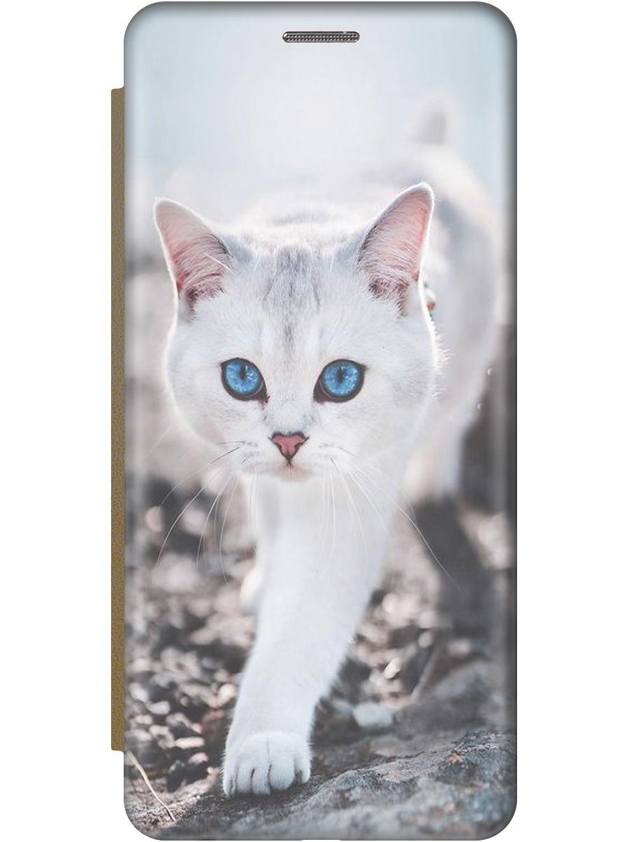 

Чехол на Honor 8A/8A Pro/Huawei Y6 (2019) "Голубоглазый кот" золотистый, Белый;серый, 8168