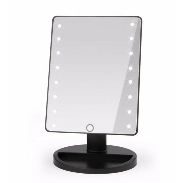 

Зеркало косметическое для макияжа с подсветкой LED настольное сенсорное, 22x16 см.(черный), mirror