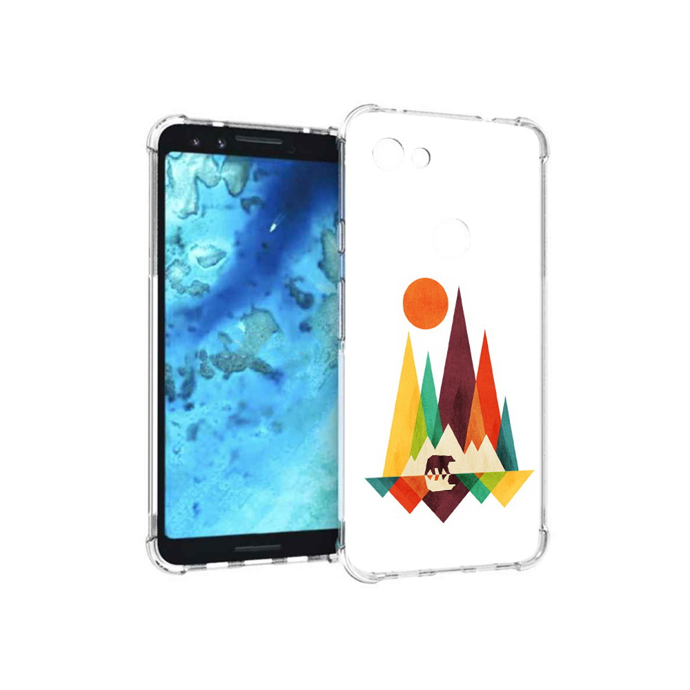 

Чехол MyPads Tocco для Google Pixel 3 нарисованные горы с медведем, Прозрачный, Tocco