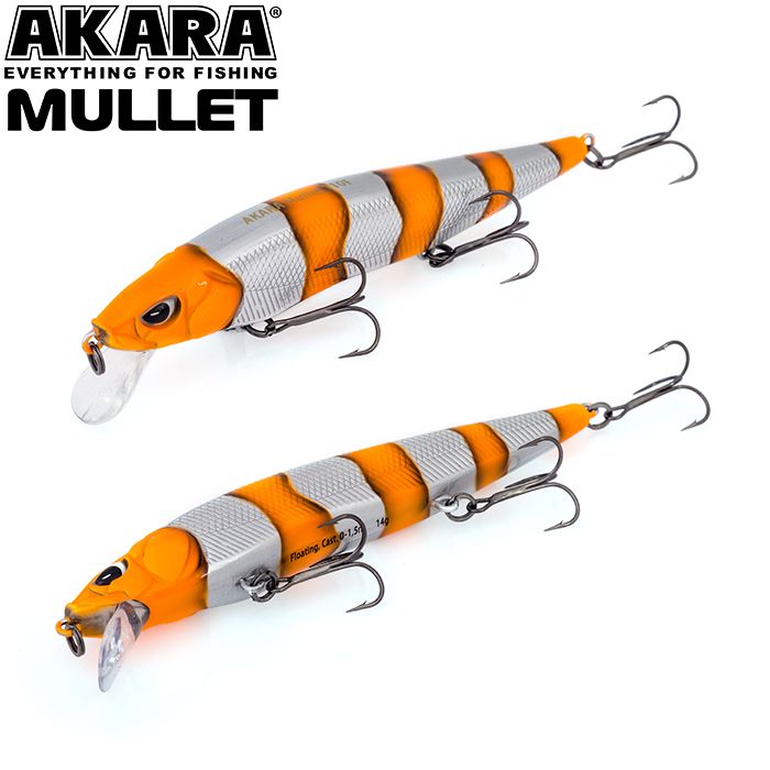 

Воблер Akara Mullet 110F 14 гр 1/2 oz 4,3 in A71, Разноцветный, Mullet