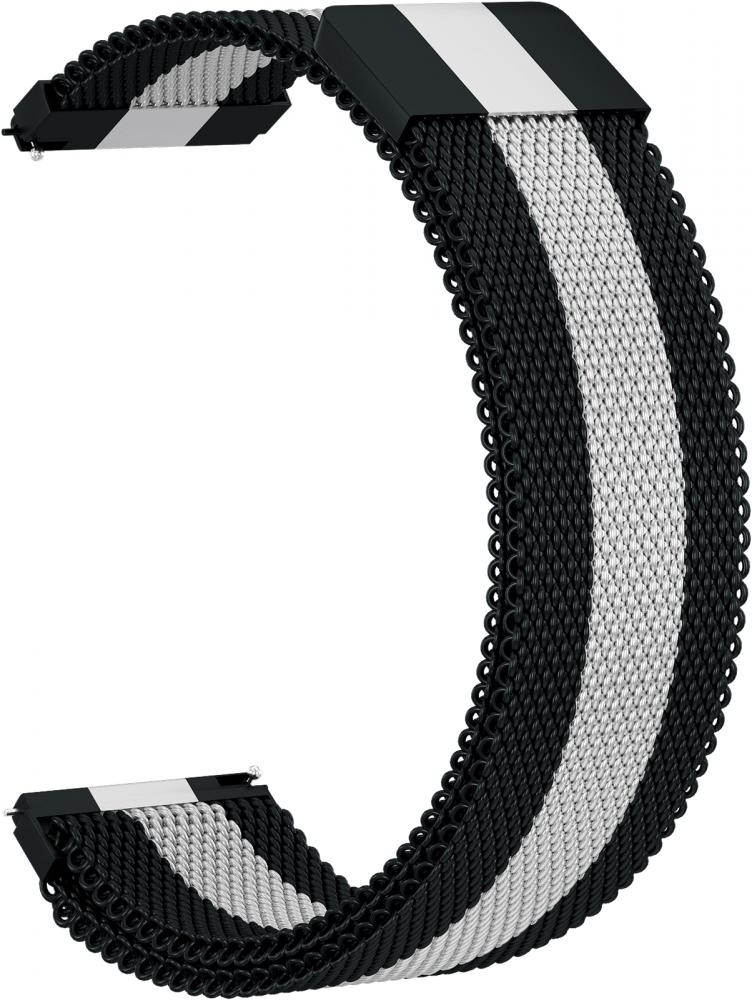 

Ремешок GSMIN Milanese Loop 20 для Samsung Gear Sport/S2 Classic/Watch Active Черно-White, Samsung Galaxy Watch Active