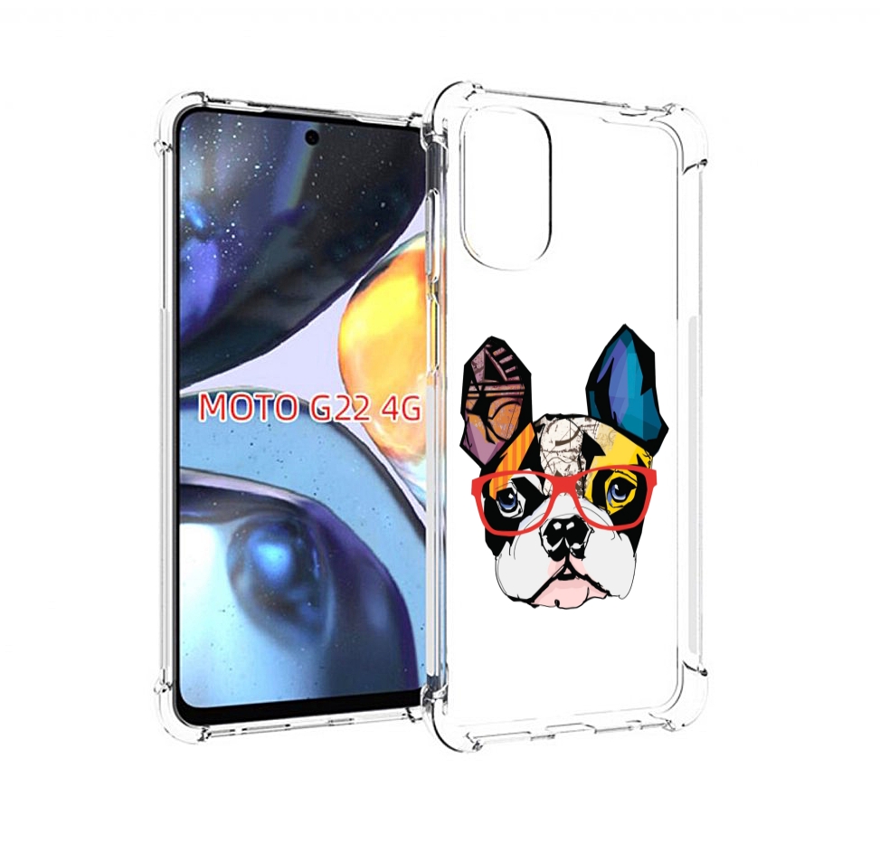 

Чехол MyPads Мопс-в-очках для Motorola Moto G22 4G, Прозрачный, Tocco