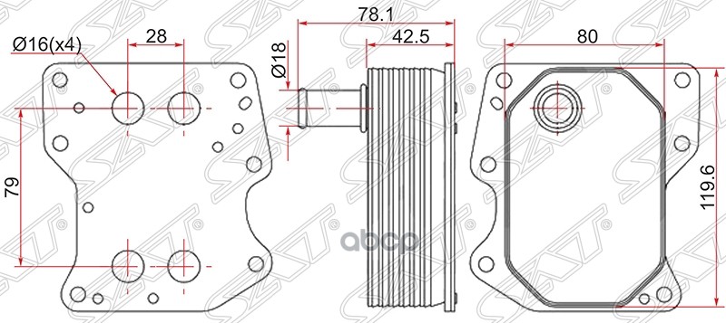 фото Радиатор масляный ford transit 06-/transit 13- sat арт. st-1372757