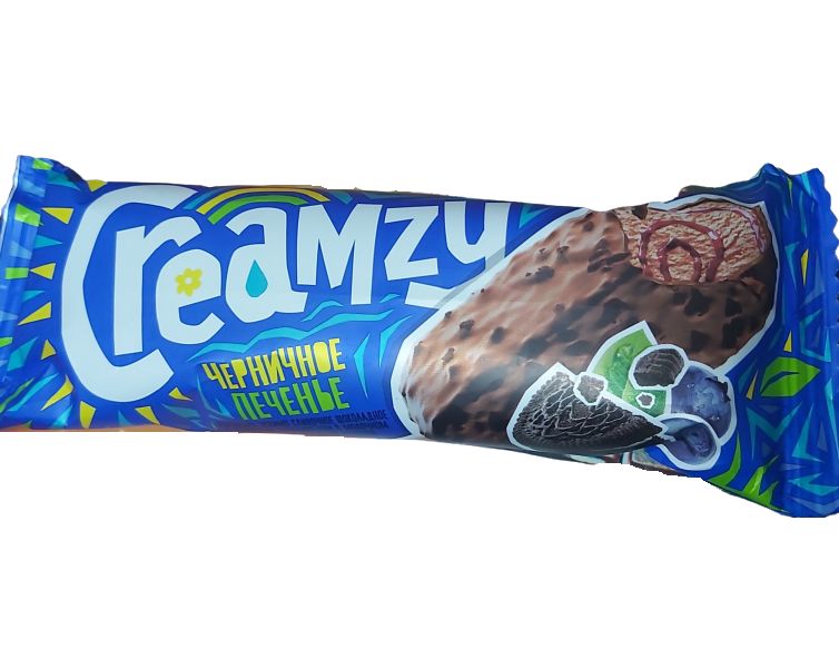 

Мороженое эскимо сливочное Creamzy шоколадное с черникой с бисквитной крошкой 10% 60 г