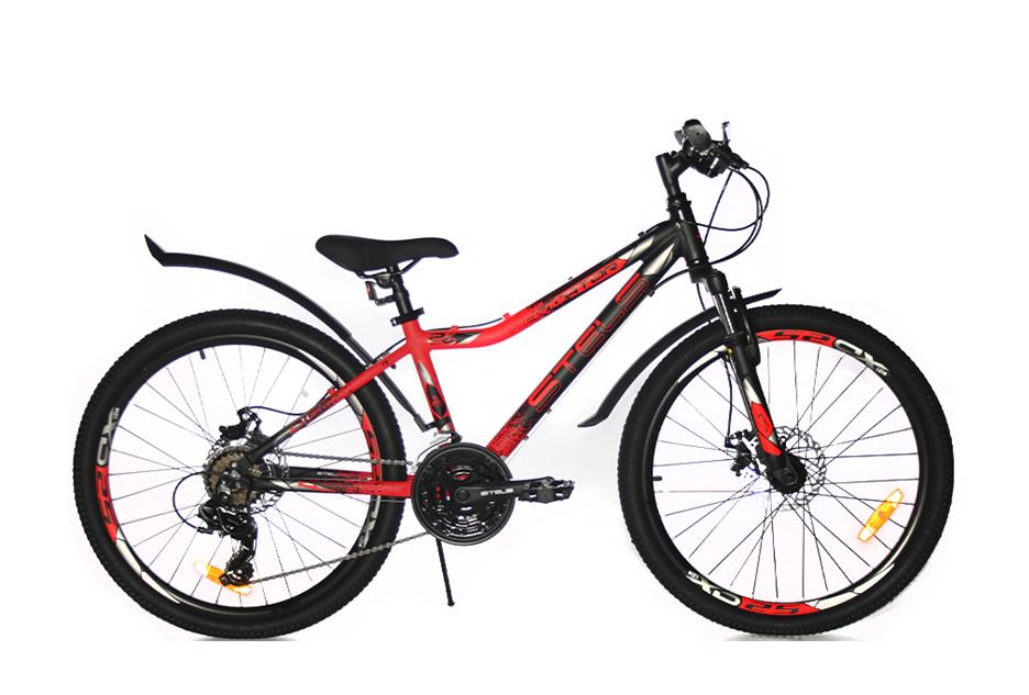 Велосипед Stels Navigator 24 450 MD V030 рама 13 черно-неоновый красный 3406200₽