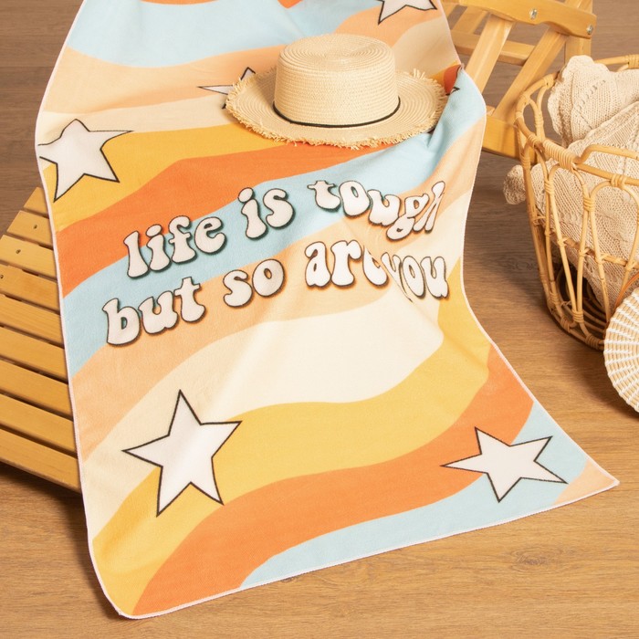 

Полотенце пляжное Этель "Life is tough" 70*140 см,100% п/э, 250 г/м2