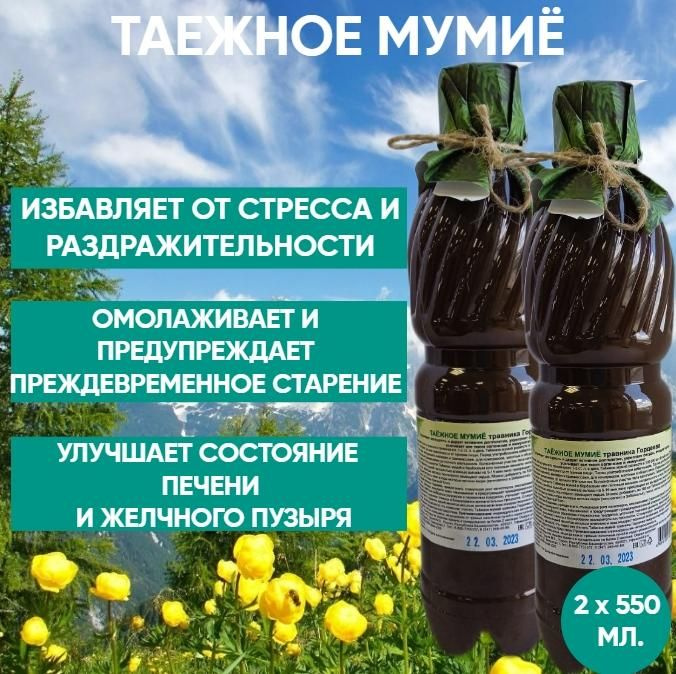 

Мумие таежное натуральное Гордеев, 2 шт по 550 мл
