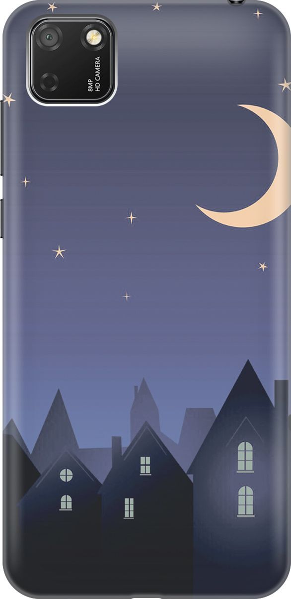 

Чехол на Honor 9S/Huawei Y5P с принтом "Месяц над городом", Синий;черный, 6420