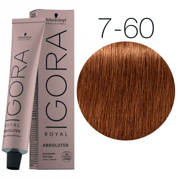 Краска для волос Schwarzkopf IGORA Absolutes 7-60 Средний русый шоколад натуральный 60мл краска schwarzkopf igora royal absolute 6 80 темный русый красный натуральный 60мл