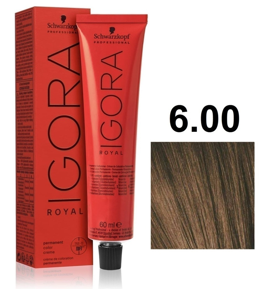 

Краска для волос Schwarzkopf IGORA Royal 6-00 Темный русый натуральный экстра 60мл