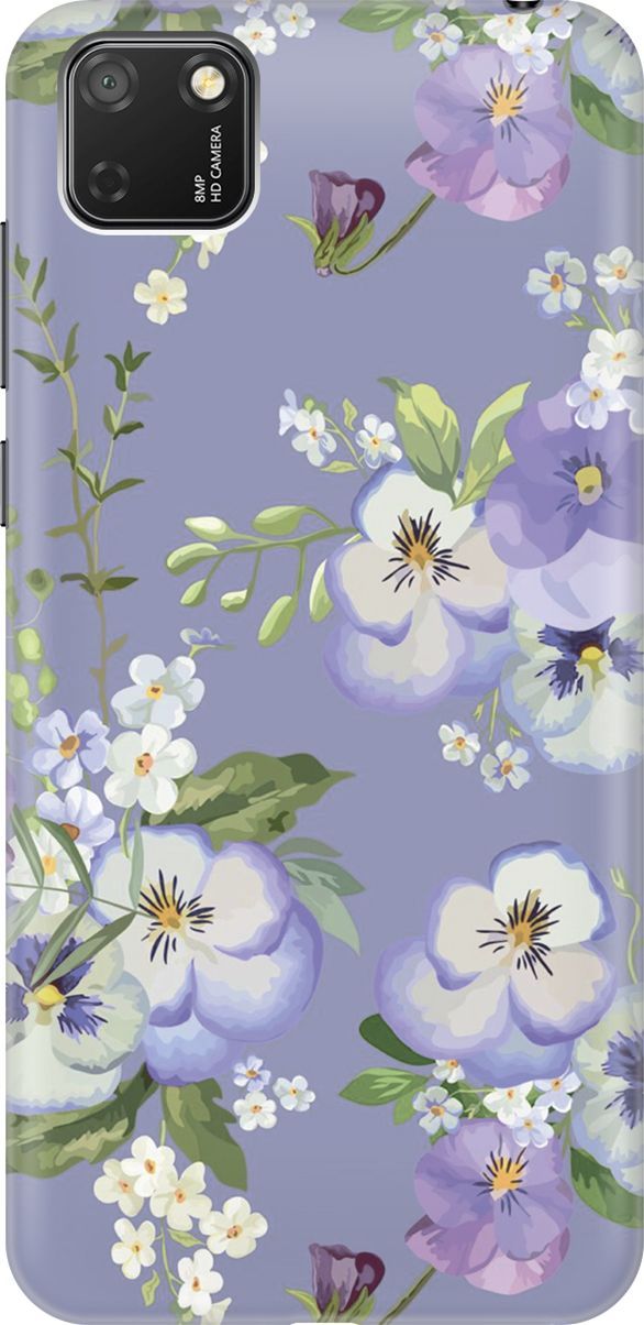 

Чехол на Honor 9S/Huawei Y5P с принтом "Цветочки на синем фоне", Белый;синий, 6418