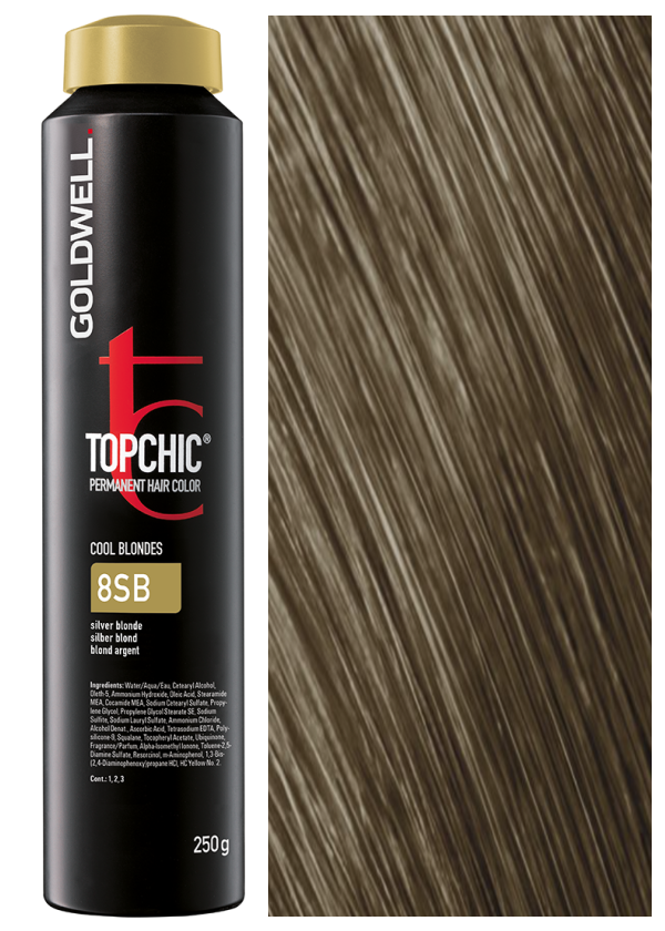

Краска для волос Goldwell Topchic 8SB серебристый блондин 250мл, Блонд