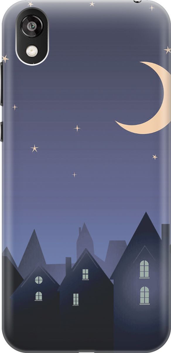 

Чехол на Honor 8S/Huawei Y5 (2019) "Месяц над городом", Синий;черный, 6382