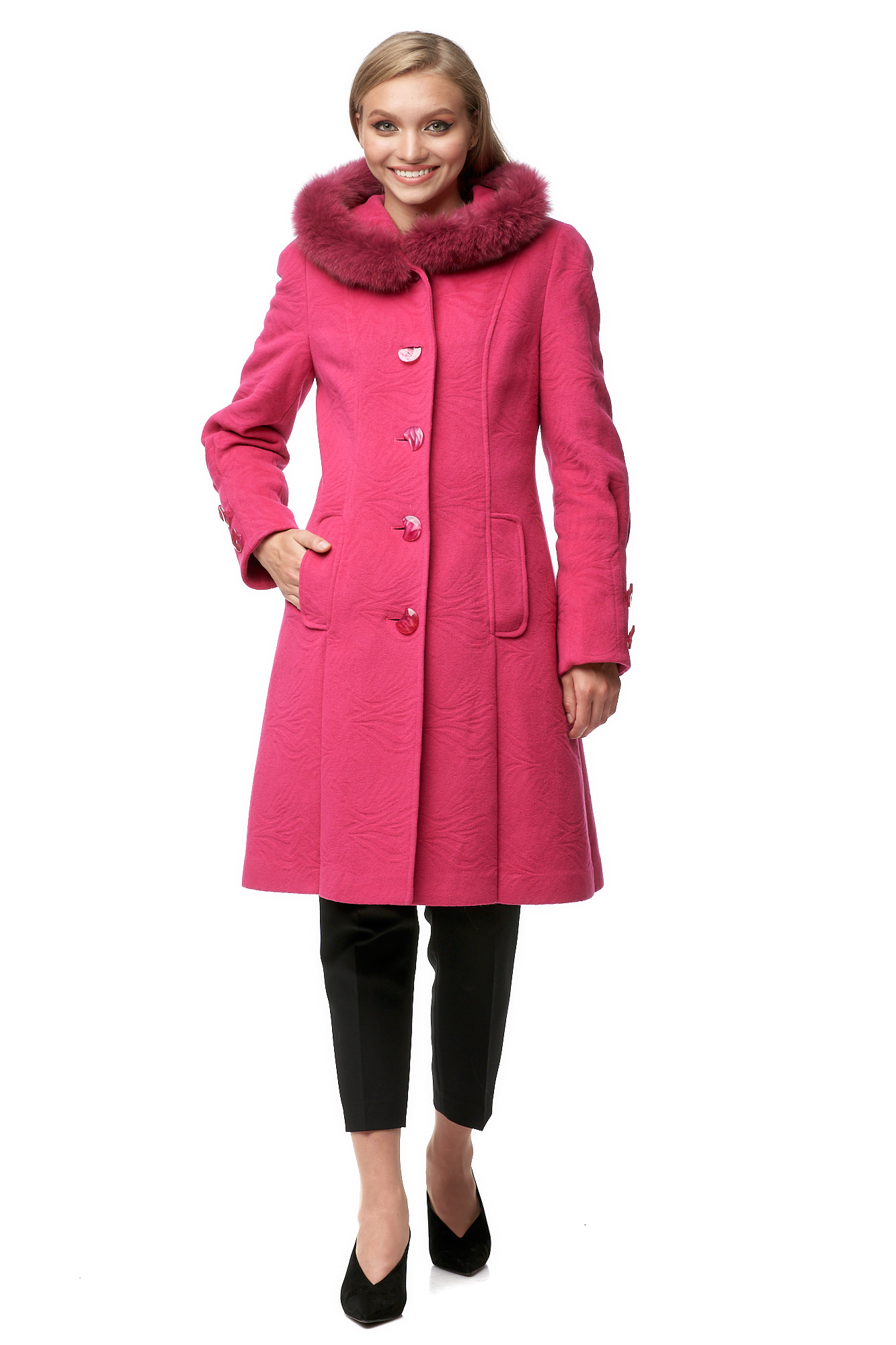Пальто женское МОСМЕХА 8017966 розовое 44 RU