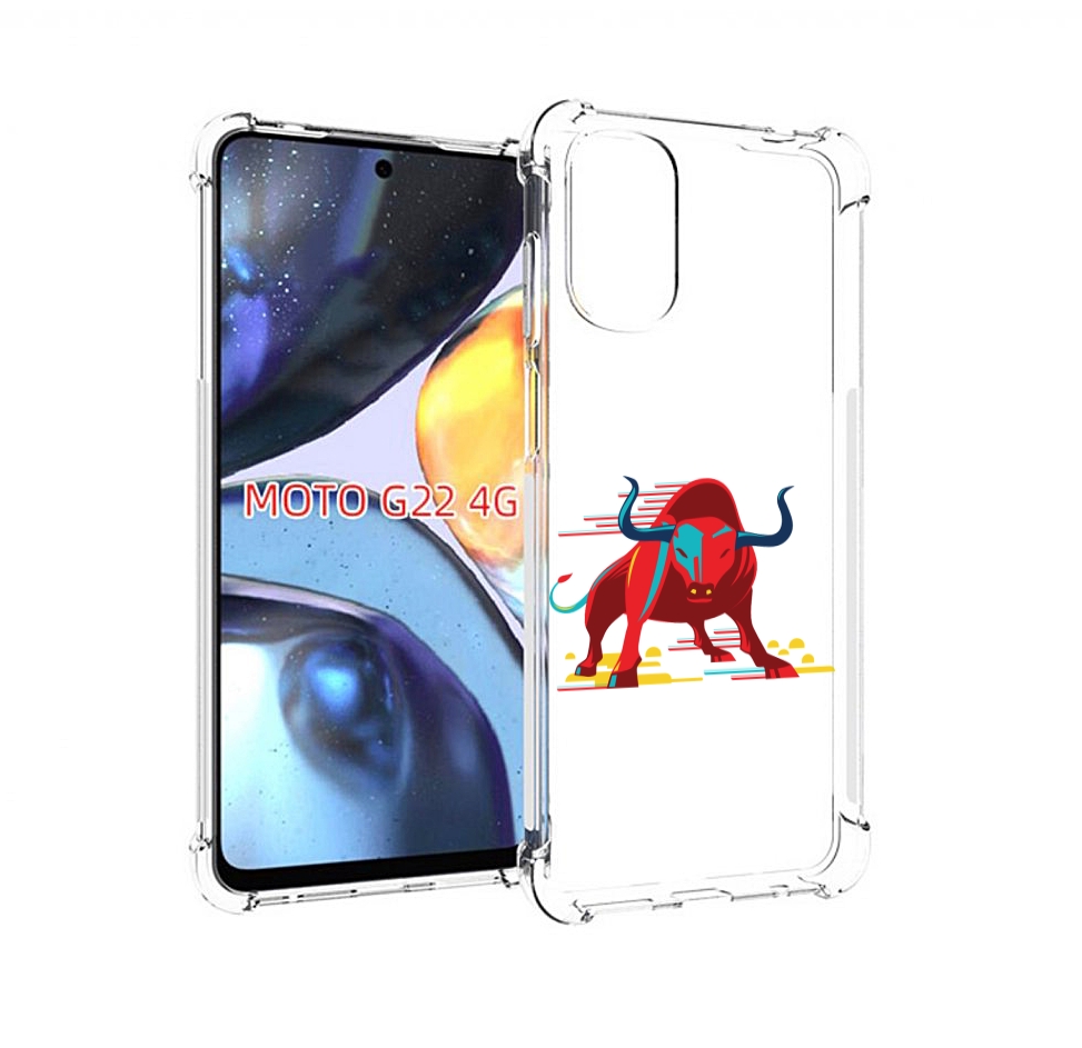 

Чехол MyPads Красный-бык для Motorola Moto G22 4G, Прозрачный, Tocco