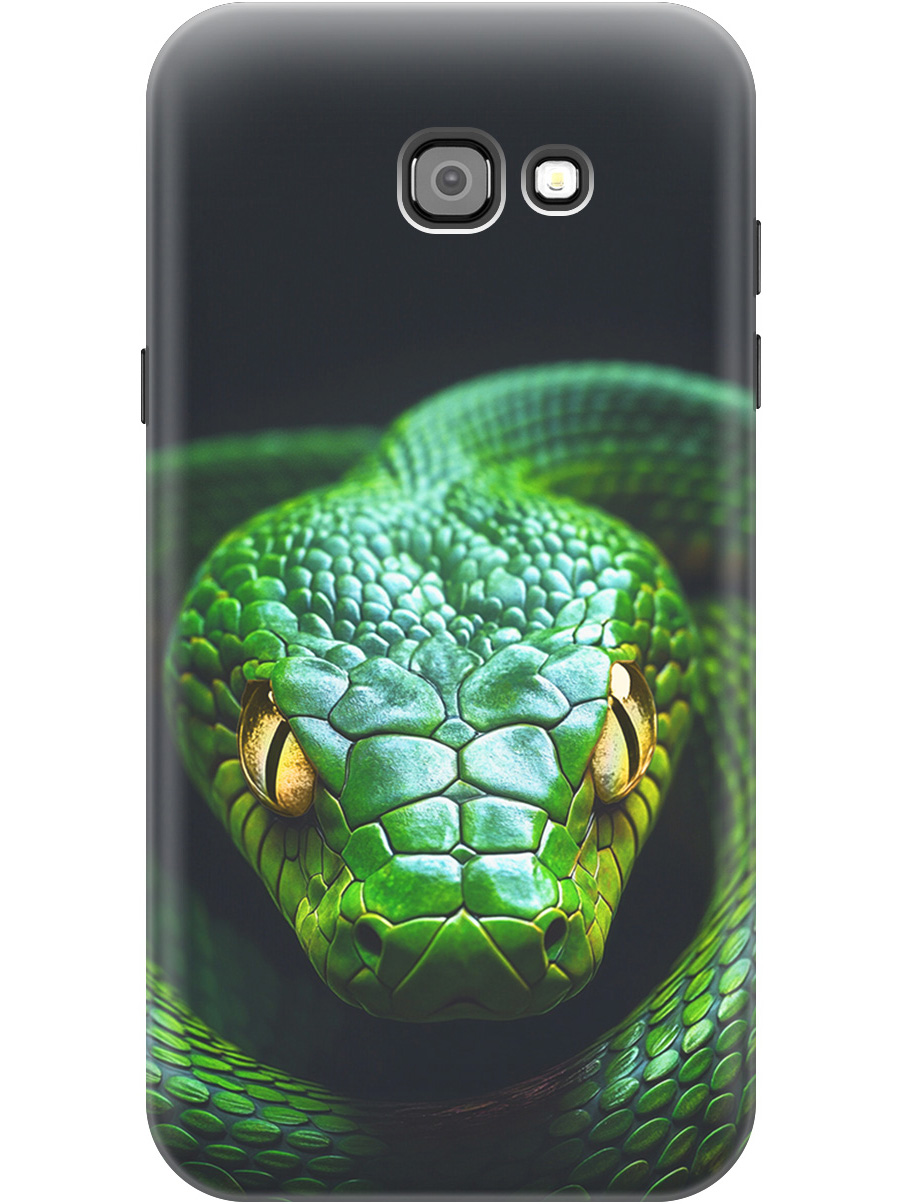 

Силиконовый чехол на Samsung Galaxy A7 (2017) с принтом "Зеленая змея", Прозрачный;черный;серебристый;зеленый, 713352413