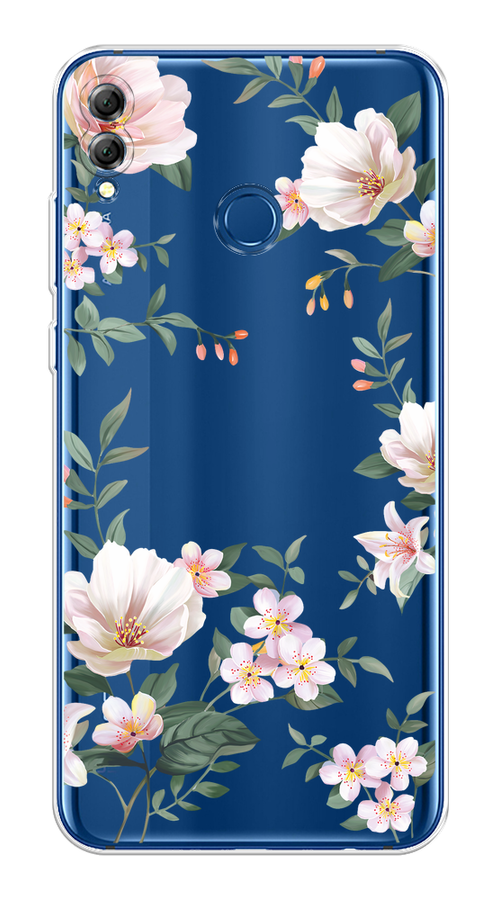 

Чехол на Honor 8X "Beautiful white flowers", Бежевый;зеленый, 66750-1