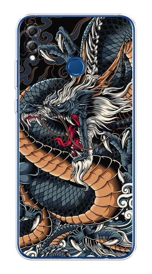 

Чехол на Honor 8X "Japanese Dragon", Коричневый;черный;синий, 66750-1
