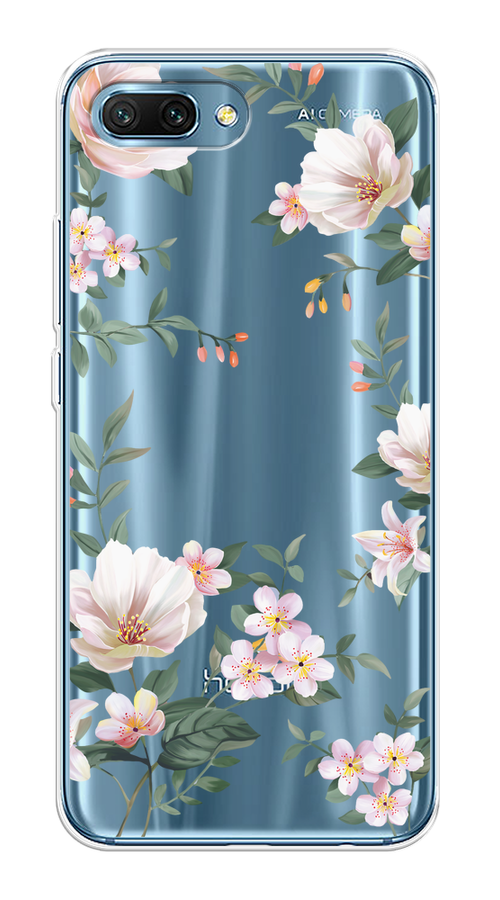 

Чехол на Honor 10 "Beautiful white flowers", Бежевый;зеленый, 65350-1