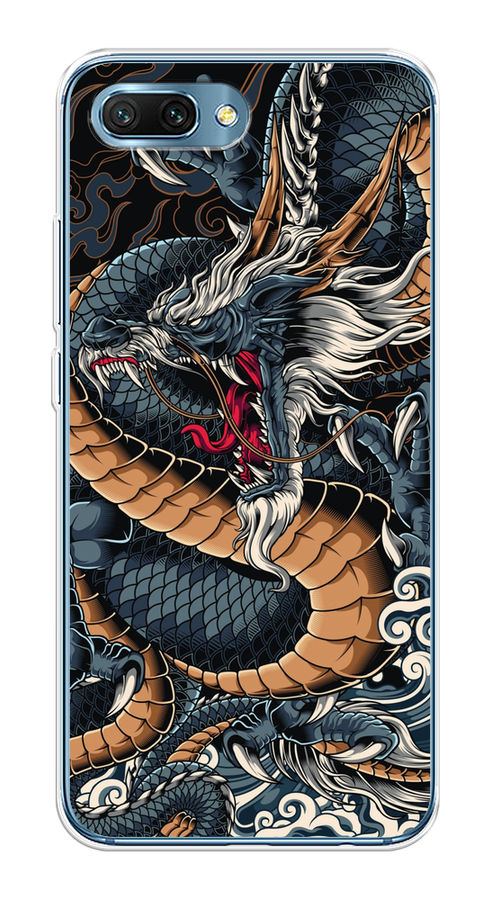 

Чехол на Honor 10 "Japanese Dragon", Коричневый;черный;синий, 65350-1