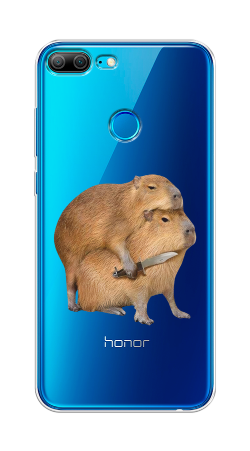 

Чехол на Honor 9 Lite "Капибара с ножом", Бежевый, 64250-1