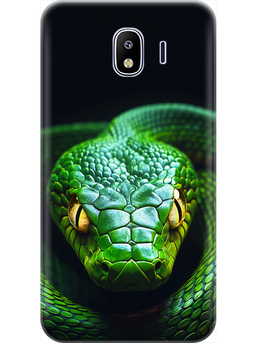 

Силиконовый чехол на Samsung Galaxy J4 (2018) с принтом "Зеленая змея", Прозрачный;черный;серебристый;зеленый, 718358913