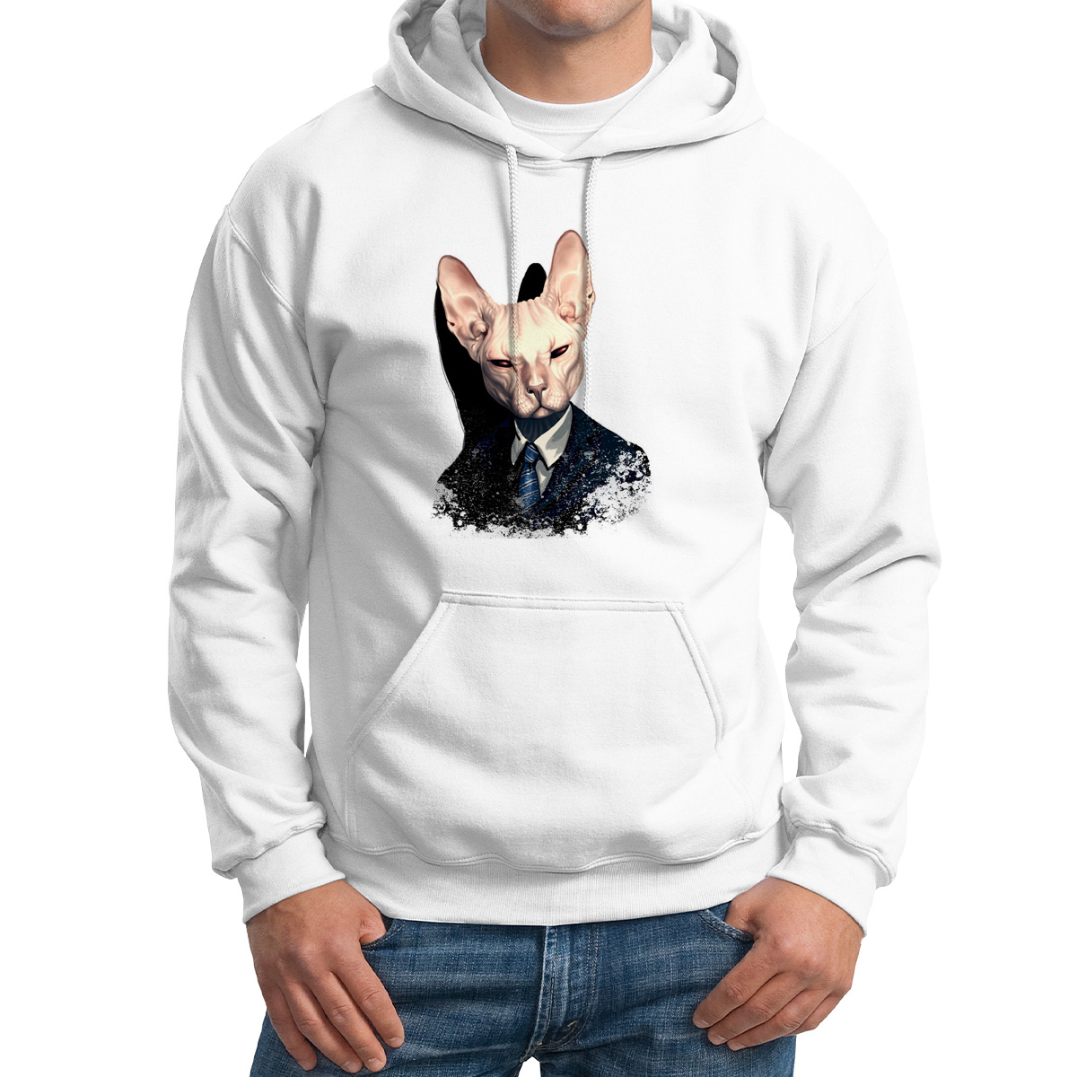 

Худи унисекс CoolPodarok Лысый кот в костюме с галстуком белое 54 RU, Белый, 4M015857
