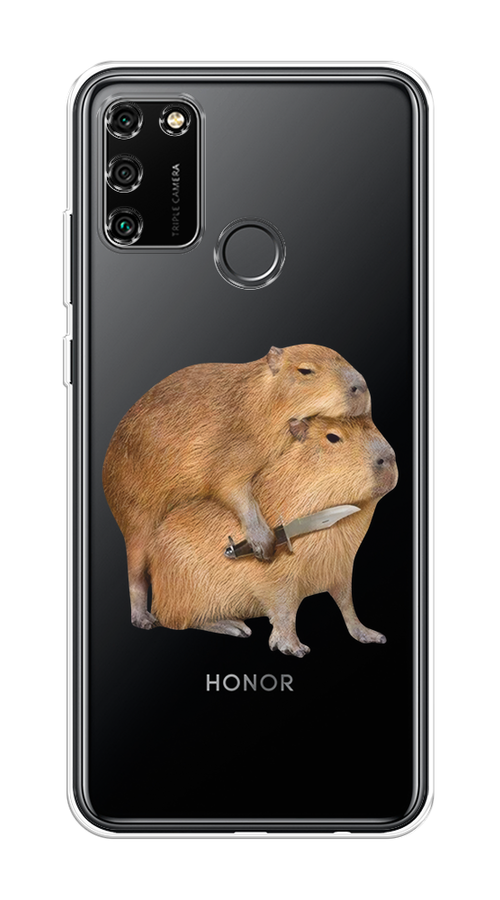 

Чехол на Honor 9A "Капибара с ножом", Бежевый, 612350-1