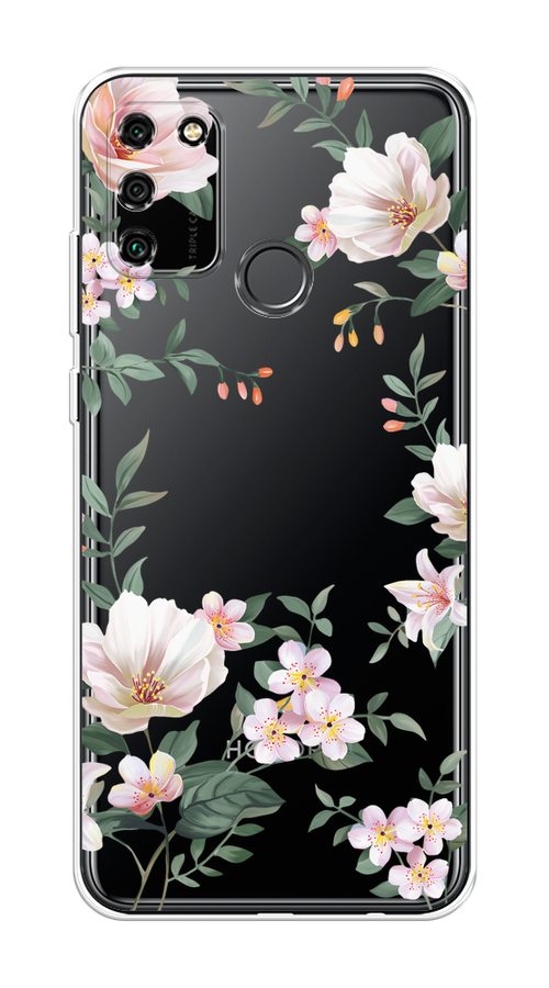 

Чехол на Honor 9A "Beautiful white flowers", Бежевый;зеленый, 612350-1