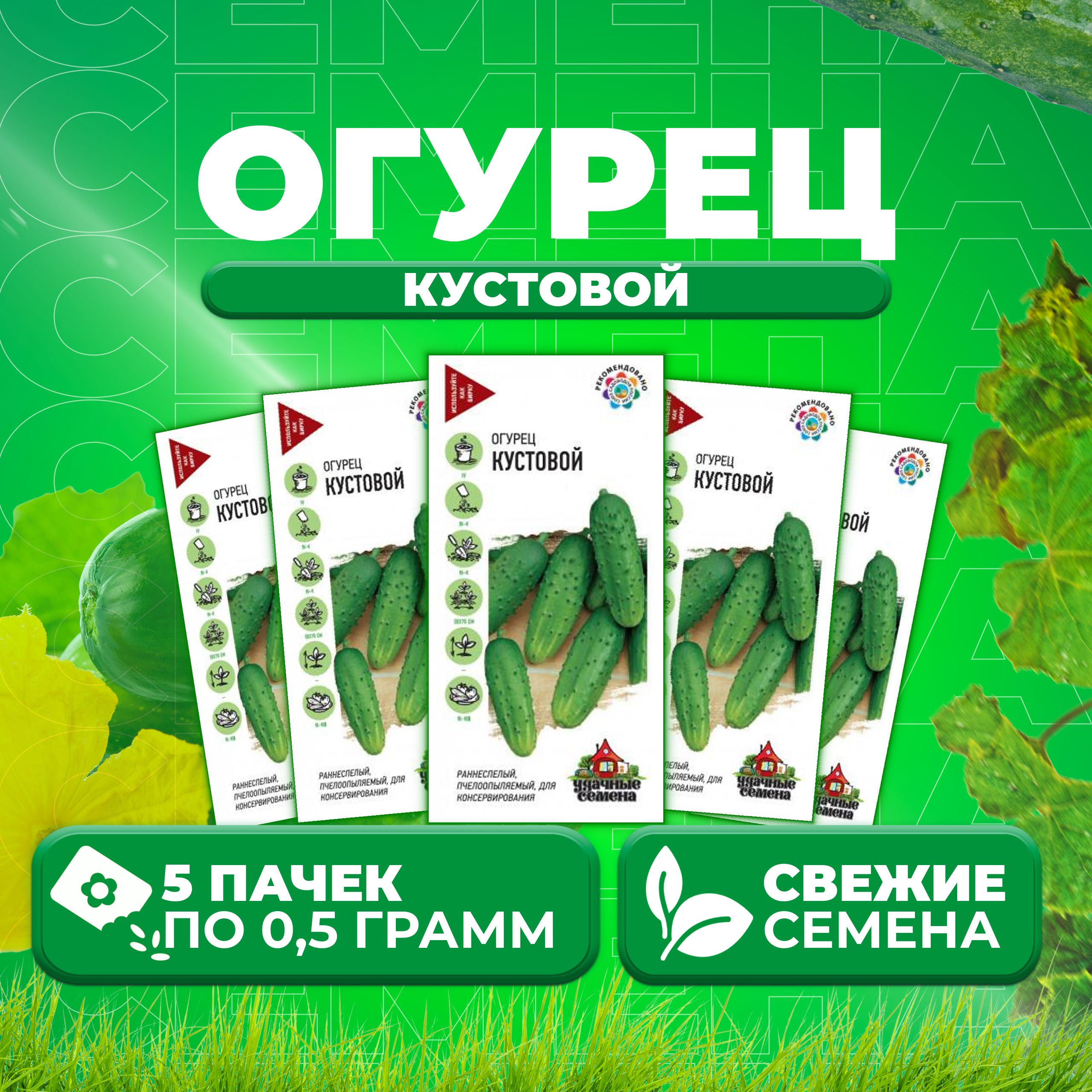 

Семена огурец Кустовой Удачные семена 10002430-5 5 уп., 10002430